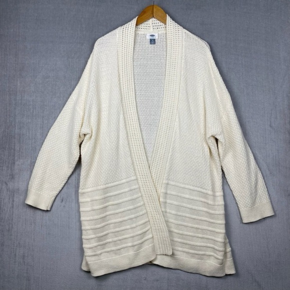 Old Navy Cardigan Womens Size 3X Cream Chunky Fisherman Sweater Coastal